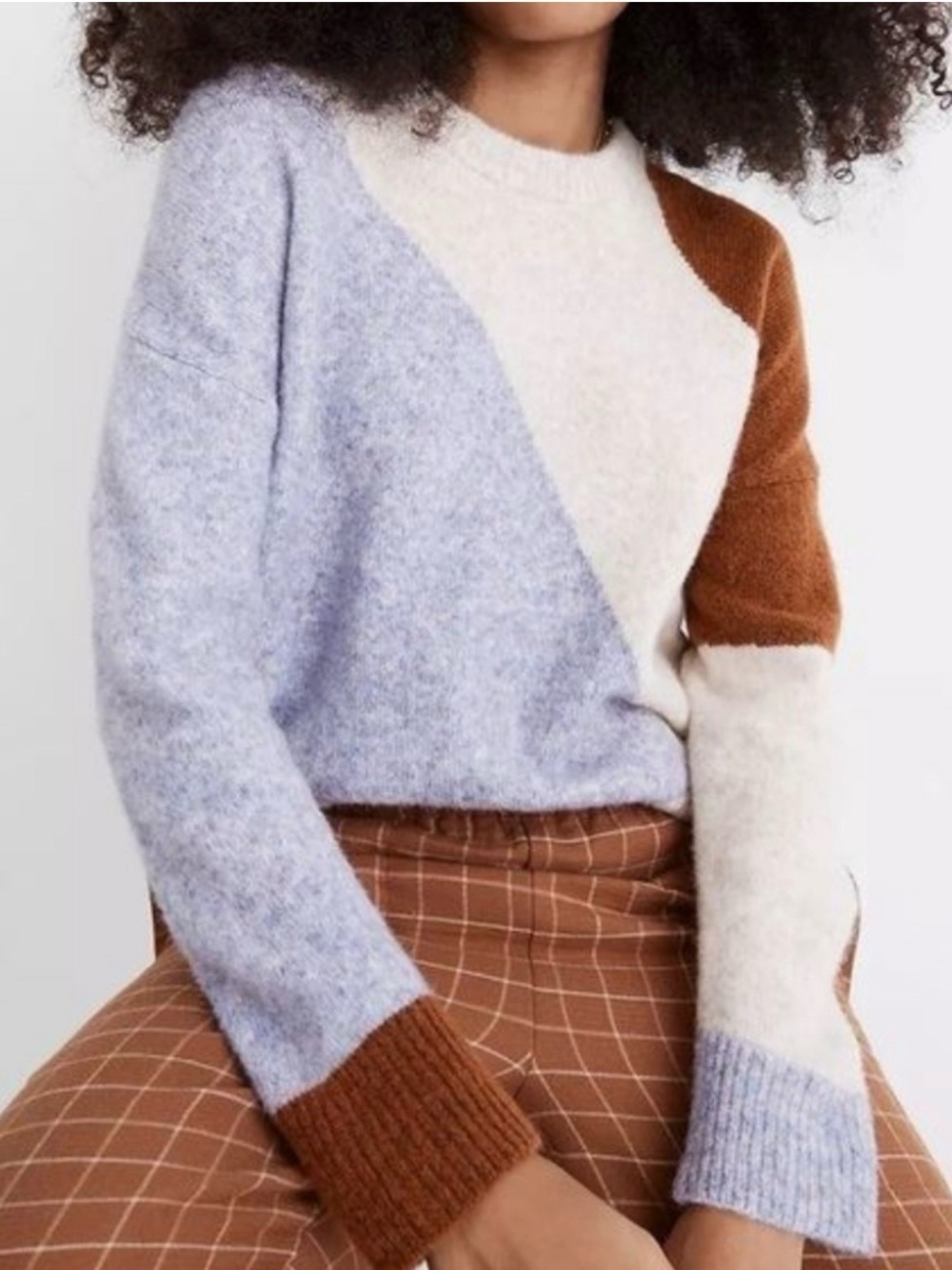 Madewell Colorblock Wool Camel hair Blend Pullover Sweater Size M Crewneck